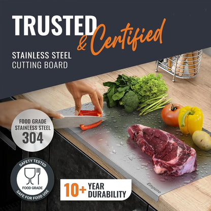Stainless Steel Cutting Board with Free Rolling Pin