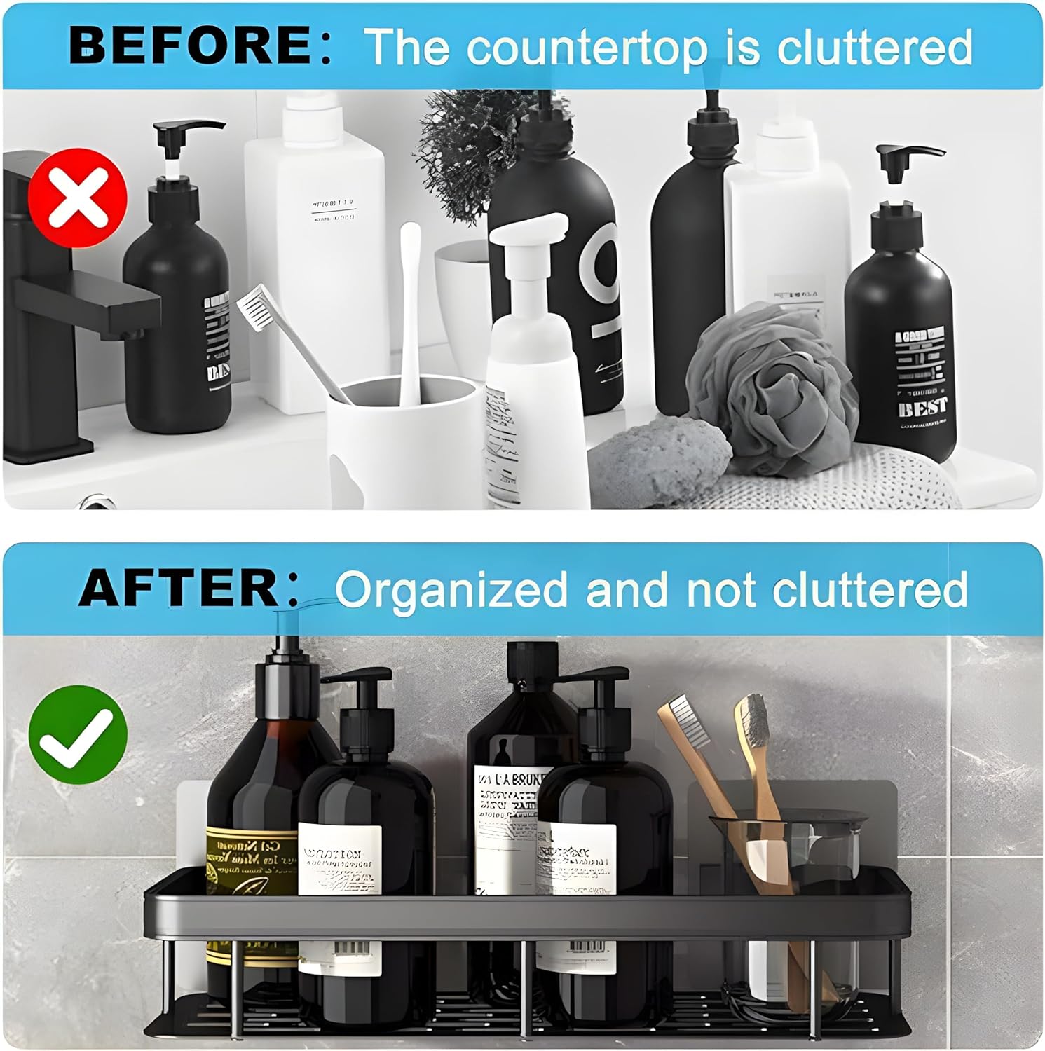 2-Tier Aluminium Bathroom Wall Mounted Storage Rack