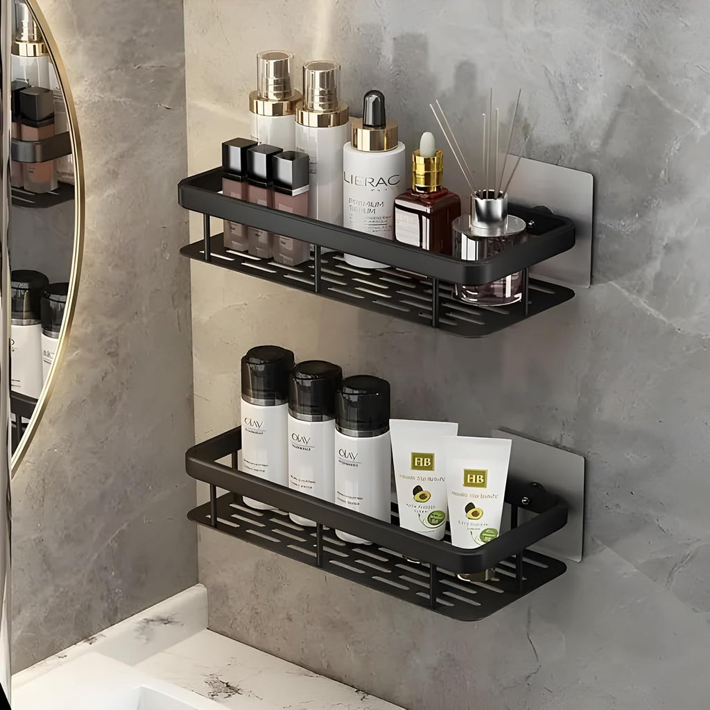 2-Tier Aluminium Bathroom Wall Mounted Storage Rack